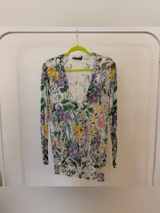 Dolce & Gabbana Sweaters - Authentic Dolce & Gabbana 100% Silk Floral Print Cardigan Sweaters | IT 36